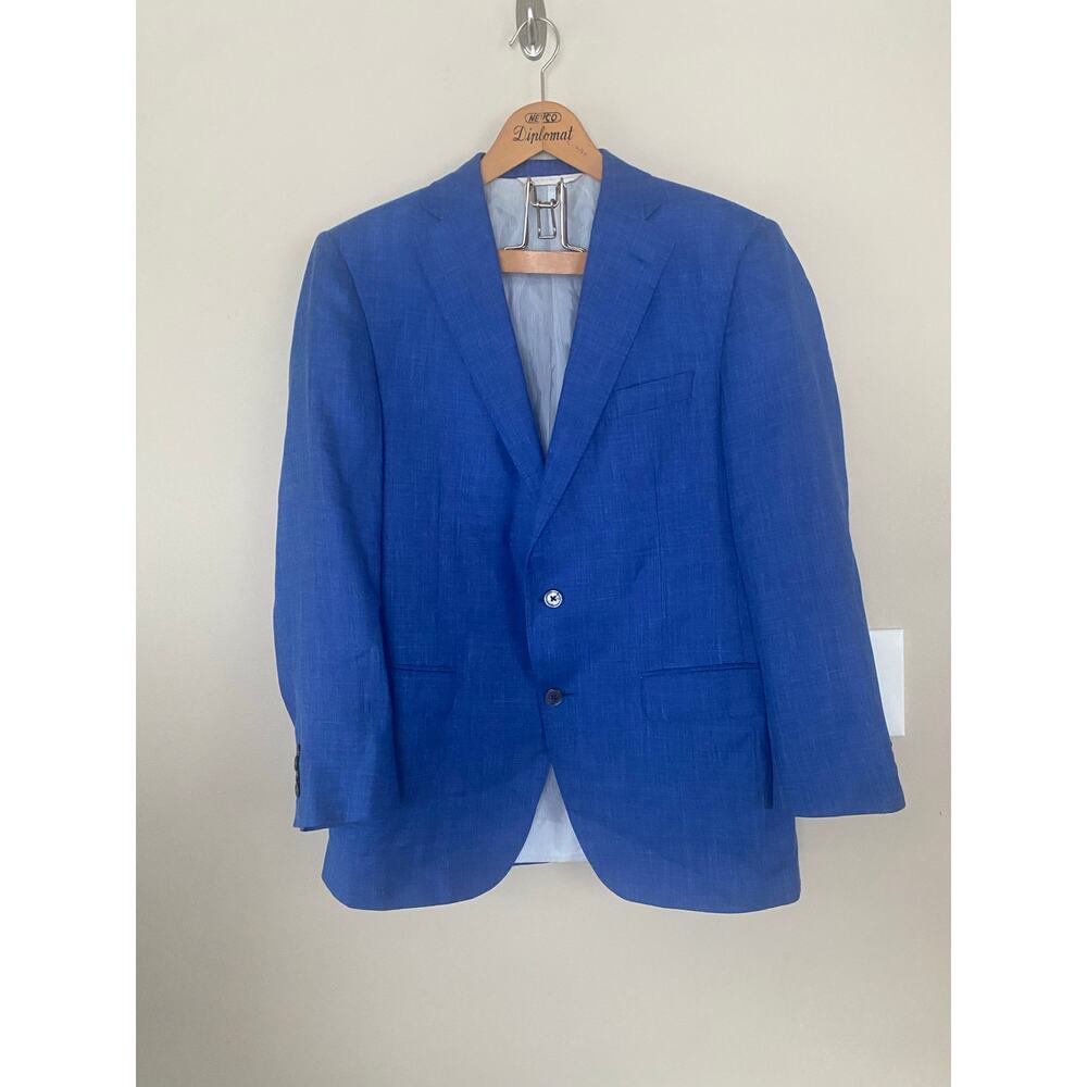 Samuelsohn Bright Blue Summer Wool Silk Linen Blend Sport Coat